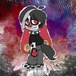 2025 3_fingers 3_toes abstract_background alternative_fashion ambiguous_gender anthro black_clothing black_eyelids black_hair black_markings black_shirt black_spiked_collar black_spots black_t-shirt black_tail black_topwear bottomwear canid canine canis checkered checkered_fur claws closed_frown clothing collar cowlick dalmatian digital_media_(artwork) domestic_dog drop_shadow ear_piercing emo emo_haircut eyelashes facial_piercing feet fingers floating_hair frown fur gauge_piercing gauged_ear glistening_eyelids gold_gauge_piercing gold_nose_ring grey_bottomwear grey_clothing grey_highlights grey_pants hair halftone halftone_background hi_res highlights_(coloring) long_ears looking_at_viewer looking_back looking_back_at_viewer mammal markings mouth_closed nonbinary_(lore) nose_piercing nose_ring outline oversized_bottomwear oversized_clothing oversized_pants pants pattern_background pawpads piercing procreate_(artwork) red_ears red_eyelashes red_eyes red_nose red_pawpads red_velvet_(the_menagerie) ring_piercing shaded shirt simple_background simple_shading solo spiked_collar spikes spots standing star_(marking) t-shirt tail the_menagerie toes topwear white_body white_claws white_fangs white_fur white_outline white_spikes 