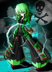  absurdres blue_eyes charged_creeper creeper electricity green highres jacket minecraft personification solo 