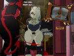 absurd_res alternative_fashion anthro bathroom bottomwear bottomwear_down canid canid_demon canine choker clothed clothing demon duo electronics fart feces feces_in_ass female female/female hellaverse hellhound helluva_boss hi_res imp jewelry loona_(helluva_boss) mammal millie_(helluva_boss) mythological_canine mythological_creature mythology necklace onomatopoeia panties panties_down partially_clothed phone poop_desperation pooping red_clothing red_panties red_sclera red_underwear science23111 shorts shorts_down sound_effects text toilet toilet_paper toilet_use underwear underwear_down using_phone white_eyes