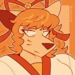  1girl animal_ears animated animated_gif ceroba_ketsukane closed_mouth eyeshadow fox_ears fox_girl furry furry_female highres lemonere long_hair looking_at_viewer makeup orange_hair red_eyeshadow sidelocks solo undertale undertale_yellow upper_body utdr_(toby_fox) 