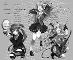  3girls :d :o ;d ahoge angel_beats! boots bow bowtie cable charlotte_(anime) commentary_request company_connection copyright_name crossover eyes_visible_through_hair fang floating_hair full_body grey_background greyscale guitar hair_between_eyes hair_bobbles hair_ornament hands_up heart heart_background holding holding_guitar holding_instrument holding_microphone holding_tambourine hoshinoumi_academy_school_uniform instrument jacket key_(company) little_busters! little_busters!_school_uniform loafers long_hair long_sleeves looking_at_viewer microphone miniskirt monochrome multiple_crossover multiple_girls nishimori_yusa one_eye_closed one_side_up open_mouth plaid_clothes plaid_skirt pleated_skirt saigusa_haruka sailor_collar sailor_shirt school_uniform second-party_source serafuku shinda_sekai_sensen_uniform shirt shoes side_ponytail sidelocks simple_background skirt smile squatting standing striped_clothes striped_thighhighs table_of_contents takumi_(scya) tambourine tareme thighhighs trait_connection two_side_up v v-shaped_eyebrows v_over_head very_long_hair yui_(angel_beats!) zettai_ryouiki 