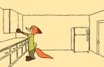  2d_animation animated anthro barefoot bernie-buddy canine clothing dipstick_ears disney eye_contact female fox frown gloves_(marking) judy_hopps kitchen lagomorph male mammal markings nick_wilde pants predator/prey rabbit shirt simple_background size_difference tackle white_background wide_eyed zootopia 
