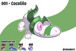 artist_name calwakerz character_name colored_skin crocodilian english_text fakemon green_background green_skin multicolored_skin no_humans original pink_eyes pokemon pokemon_(creature) two-tone_background two-tone_skin white_background white_skin 