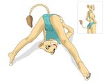  animal_ears anthro anthrofied cub disney feline female feral hindpaw lion nala one-piece_swimsuit paws plain_background pose raised_tail swimsuit the_lion_king young 