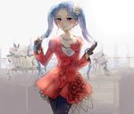  bow flower gloves hair_flower hair_ornament hatsune_miku jewelry kida_(zakuroishi) long_hair makeup necklace pantyhose rouge_(makeup) solo vocaloid 