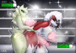  abs absurd_res anthro areola arm_pull big_breasts big_penis bodily_fluids breasts butt canid canine claws competition digital_media_(artwork) duo erection felid feline fighting_ring from_behind_position fur gameplay_mechanics generation_7_pokemon generation_9_pokemon genital_fluids genitals green_body green_fur gui gynomorph gynomorph/gynomorph hair health_bar hi_res huge_breasts huge_penis intersex intersex/intersex liko_(zora.fox) lycanroc mammal meowscarada midnight_lycanroc motion_lines muscular muscular_anthro muscular_gynomorph muscular_intersex nintendo nipples nude penetration penis pokemon pokemon_(species) prison_guard_position red_body red_fur rouphtiff_(zora.fox) sex sexual_competition sexual_fight smile solo standing tail thick_thighs tongue vulva white_body white_fur zadrex 
