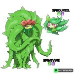  artist_name character_name doctorfakemon evolutionary_line fakemon flower highres no_humans original plant_monster pokemon pokemon_(creature) red_flower simple_background sugimori_ken_(style) thorns white_background 