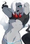  annoyed blue_clothing blue_panties blue_underwear blush blush_lines bottomwear breasts clothing darkrai darkraifu fangs_bared female generation_4_pokemon hi_res humanoid legendary_pokemon lightsource midriff nintendo panties pattern_bottomwear pattern_clothing pattern_panties pattern_underwear pokemon pokemon_(species) solo striped_bottomwear striped_clothing striped_panties striped_underwear stripes under_boob underwear 