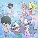 ... 2boys 5girls air_bubble apron armor bandeau bikini bikini_armor blonde_hair blowing_bubbles blue_background blue_eyes blue_hair blue_tail blush blush_stickers breasts brown_eyes brown_hair bubble choker cleavage closed_eyes commentary_request deformed family fins fluffy_hair flying_sweatdrops gradient_hair green_eyes green_tail hair_between_eyes hair_ornament hairband head_fins heart high_ponytail highres holding holding_polearm holding_weapon jewelry komena_(shinyday312) long_hair long_sidelocks maid_headdress medium_breasts medium_hair merfolk mermaid merman mina_(komena) mob_face monster_boy monster_girl multicolored_hair multiple_boys multiple_girls navel necklace no_shirt notice_lines original pearl_necklace pink_hair polearm ponytail purple_hair purple_sash purple_tail red_choker red_hairband red_tail sash scylla see-through_clothes shell shell_bikini shoulder_armor sidelocks sparkle speech_bubble spoken_ellipsis starfish_hair_ornament suction_tentacles sweatdrop swimming swimsuit tentacles trident underwater very_long_hair very_long_sidelocks waist_apron weapon white_headdress wrist_guards zzz 