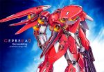  artist_name asagi_yoshimitsu beam_rifle cable character_name commentary_request energy_gun english_text gerbera_tetra gundam gundam_0083 mecha mecha_focus mobile_suit nebula no_humans original radio_antenna redesign robot science_fiction space thrusters weapon zeon zero_gravity 