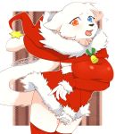  blue_eyes borrowed_character cat christmas christmas_clothes furry heterochromia kimichika open_mouth red_eyes solo 