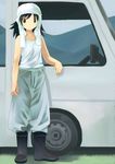  1girl bad_id bad_pixiv_id kouno_hikaru motor_vehicle original pickup_truck smile solo truck 