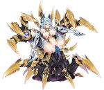  1girl anal armored_boots blue_hair boots breasts brown_eyes censored clenched_teeth commentary_request commission double_penetration highres large_breasts long_hair m_legs monster mosaic_censoring nipples original restrained simple_background skeb_commission solo spread_legs teeth tentacle_sex tentacles thigh_boots tsuki_tokage vaginal white_background 
