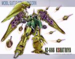  artist_name asagi_yoshimitsu beam_cannon character_name chest_cannon commentary_request copyright_name english_text exposed_internal_machinery funnels_(gundam) gundam gundam_unicorn kshatriya mecha mecha_focus mobile_armor mobile_suit neo_zeon no_humans robot science_fiction shield solo thrusters title zero_gravity 