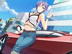  car chu_shite_agechau game_cg purple_hair short_hair tachibana_kimika uni8 wink 