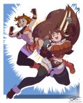  2026 4:5 ahoge alternate_costume animal_humanoid arc_system_works bare_shoulders big_breasts big_tail blazblue bomber_jacket boots border bottomwear breasts brown_eyes brown_hair buckteeth butt cleavage clothed clothing clothing_swap cosplay crop_top cropped_jacket crossover crossover_cosplay duo female fingerless_gloves fist footwear freckled_face freckled_legs freckled_thighs freckles gesture gloves hair handwear hardtones hi_res highlights_(coloring) huge_breasts humanoid legwear lips looking_at_viewer makoto_nanaya mammal mammal_humanoid marvel midriff navel open_mouth open_smile orange_hair pose rodent rodent_humanoid sciurid sciurid_humanoid shirt shoes short_hair shorts signature simple_background smile solo squirrel_girl_(marvel) squirrel_tail stockings tail teeth thick_thighs thigh_highs topwear tree_squirrel_humanoid under_boob white_border wide_hips 