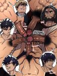  ... 5boys abs anger_vein bara beard black_hair blonde_hair erection facial_hair foreskin from_above fushiguro_megumi fushiguro_toji highres jujutsu_kaisen kenkaru86 long_hair male_focus multiple_boys mustache_stubble navel navel_hair penis penis_focus penises_touching pubic_hair scar scar_on_face scar_on_forehead short_hair spoken_character stubble testicles veins zen'in_jinichi zen'in_naoya zen'in_ranta 