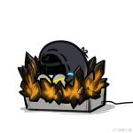  1other ambiguous_gender arknights chibi chibi_only chinese_commentary commentary_request crystal doctor_(arknights) egg egg_incubator hua_ren_nan nest originium_(arknights) white_background 