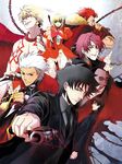  6+boys aestus_estus archer black_eyes black_hair blonde_hair blood bloody_tears brown_hair chain dark_skin emiya_kiritsugu enkidu_(weapon) fate/extra fate/hollow_ataraxia fate/prototype fate/zero fate_(series) gilgamesh green_eyes grey_eyes gun handgun jewelry kanshou_&amp;_bakuya kotomine_kirei mamiya_t mask multiple_boys necklace nero_claudius_(fate) nero_claudius_(fate)_(all) perseus_(fate) red_eyes rider_(fate/zero) sword tattoo thompson/center_contender weapon white_hair 