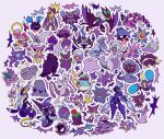  aipom arbok blue_eyes ceruledge chandelure cherrim cherrim_(overcast) corviknight cosmog crabrawler crobat delcatty ditto drapion drifloon dubusul espeon gastly gengar gligar goodra goomy green_eyes grid_teeth grimer grin haunter highres hoopa hoopa_(confined) mewtwo miraidon mismagius morelull morpeko morpeko_(hangry) nidoran nidoran_(male) noivern oricorio oricorio_(sensu) poipole pokemon pokemon_(creature) polteageist purple_eyes purple_theme rattata sableye shellder signature skuntank smile starmie swalot tapu_fini tongue tongue_out toxtricity venomoth venonat weezing white_background 
