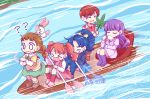  >_< 5girls ? arisugawa_himari blank_eyes blue_hair blue_jacket blue_skirt boat boots braid braided_twintails brown_shoes closed_eyes commentary_request creature cup curtained_hair d: dress dx earrings food-themed_hair_ornament green_ribbon green_skirt hair_ornament highres holding holding_cup holding_leaf holding_oar jacket jewelry kenjou_akira kirakira_precure_a_la_mode kirarin_(precure) kotozume_yukari layered_sleeves leaf long_hair long_sleeves motion_blur motion_lines multiple_girls muusu oar on_boat open_mouth orange_hair outdoors pink_dress pink_shoes ponytail precure purple_boots purple_dress purple_hair red_hair red_shirt ribbon river shirt shoes short_bangs short_hair short_over_long_sleeves short_sleeves sitting sitting_on_object skirt speed_lines standing strawberry_hair_ornament sweatdrop tategami_aoi thick_eyebrows twintails usami_ichika very_short_hair water watercraft white_shirt yellow_ribbon yellow_shirt 
