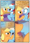  blonde_hair blush comic cowboy_hat dialog dialogue duo english_text equine female feral friendship_is_magic green_eyes hair hat headband horse lesbian licking mammal multi-colored_hair my_little_pony pegasus pony purple_eyes pyruvate rainbow_dash_(mlp) saliva text tongue tongue_out wings 