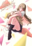  absurdres black_skirt black_socks blush boku_no_kokoro_no_yabai_yatsu bright_pupils brown_hair brown_sweater_vest commentary_request copyright_name crossed_arms floating_hair fox_mask green_eyes hanzawa_yurine happy_birthday highres holding holding_mask long_eyelashes long_hair mask miniskirt nogitarou panties pantyshot parted_lips pleated_skirt ribbed_socks school_uniform shirt short_sleeves skirt socks string string_of_fate sweater_vest twitter_username underwear very_long_hair white_panties white_pupils white_shirt 