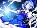  bad_id bad_pixiv_id blue_eyes blue_hair bow cirno dress hair_bow ice ice_wings jouhei open_mouth puffy_sleeves ribbon short_hair solo touhou wings 