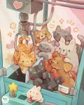  ! animal artist_name black_cat blush brown_dog cat cissyartcafe closed_eyes closed_mouth colorpoint_(pattern) commentary crane_game dog english_commentary grey_cat heart highres holding no_humans orange_cat original pawpads rabbit siamese_cat smile star_(symbol) tongue tongue_out welsh_corgi white_dog white_rabbit_(animal) 