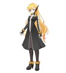  1girl absurdres adapted_costume aged_up alternate_costume alternate_hairstyle belt blonde_hair blue_eyes bodysuit boots breasts ciel_(mega_man) commentary commission commissioner_upload dress empty_eyes english_commentary eyelashes full_body gloves high_collar high_heel_boots high_heels highres layered_dress long_bangs long_hair long_sleeves mechanical_ears mega_man_(series) mega_man_zx multiple_belts non-web_source petite small_breasts solo thigh_boots transparent_background uta_guipiy zipper 