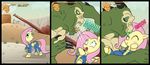  blue_eyes blush clothed clothing comic crossover deathclaw duo english_text equine fallout female feral fluttershy_(mlp) friendship_is_magic fur hair horse madmax mammal my_little_pony outside pegasus pink_hair pony suit text wings yellow_fur 