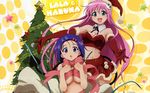  christmas cleavage elbow_gloves lala_satalin_deviluke long_hair no_bra pink_hair purple_eyes purple_hair ribbons sairenji_haruna short_hair to_love_ru 