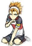  blue_eyes inazuma_eleven_(series) inazuma_eleven_go kita_ichiban male_focus sketch soccer_uniform solo sportswear tears tengawara tousaki_umiko white_background 