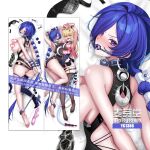  2girls ahoge armpits arms_behind_back arms_up ass bakugadou ball_gag bare_shoulders barefoot black_skirt blonde_hair blush bound bound_ankles bound_wrists breasts brown_thighhighs censored censored_nipples cissia_(zenless_zone_zero) commentary_request crescent crescent_earrings dakimakura_(medium) dildo earrings feet gag hair_between_eyes hair_ornament hairclip highres jewelry large_breasts long_hair looking_at_viewer looking_back lying miniskirt multiple_girls on_side on_stomach promeia_(zenless_zone_zero) purple_eyes red_eyes sex_toy skirt snake_girl snake_tail soles tail thighhighs toes very_long_hair zenless_zone_zero 