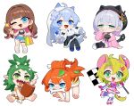  3am 6+girls :d ahoge animal_ears ashton_marten_(vtuber) bikini black_bikini black_dress black_hat black_pantyhose black_thighhighs blue_eyes blue_hair blue_shoes blunt_bangs bone bone_hair_ornament bone_in_mouth boned_meat bracelet brown_hair cardigan cat_ears cat_girl cat_tail cavewoman checkered_flag chibi chinchilla_ears chinchilla_girl chinchilla_tail colored_inner_hair dress earrings fang_guu fangs flag food glitch_stars gloves green_eyes green_hair grey_hair hair_between_eyes hair_ornament hat hoop_earrings horns indie_virtual_youtuber jewelry leaf_hair_ornament long_hair looking_at_viewer meat meat_(vtuber) miwabelle_(vtuber) mogughost_(vtuber) mole mole_under_eye multicolored_hair multiple_girls one_eye_closed open_mouth orange_hair pantyhose pelt pink_cardigan pink_hair pointy_ears ponytail race_flag roller_skates rumbee sandals see-through_clothes see-through_skirt shoes short_hair shorts skates skirt sleeves_past_fingers sleeves_past_wrists slippers smile sparkle swimsuit tail teeth thighhighs tiger_pelt virtual_youtuber white_background white_slippers 