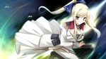  1girl ensemble game_cg hair_ribbon heterochromia highres kimishima_ao otome_ga_tsumugu_koi_no_canvas ribbon shishidou_chiharu sword uniform weapon 