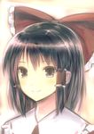  bad_id bad_pixiv_id black_eyes black_hair blush hair_tubes hakurei_reimu kurobuta_gekkan long_hair sketch smile solo touhou upper_body 