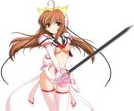  1girl 2000s_(style) ahoge breasts brown_eyes brown_hair closed_mouth elbow_gloves game_asset gloves headphones holding holding_sword holding_weapon large_variant_set long_hair magical_girl mahou_senshi_(series) mahou_senshi_symphonic_knights medium_breasts navel no_bra non-web_source official_art panties saitou_natsuki self-datamine simple_background solo sword symphonic_lily tachi-e thigh_gap thighhighs transparent_background underboob underwear variant_set weapon yurise_ririna 