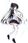  1girl back_bow black_hair blue_bow blue_bowtie blue_eyes bow bowtie frilled_skirt frills from_behind full_body game_asset hagoromo loafers long_hair long_sleeves looking_back magatama magical_marriage_lunatics!! mitsu_no_tama_yori_hime neck_ribbon non-web_source official_art plaid_clothes plaid_sailor_collar plaid_skirt ponytail ribbon ribbon-trimmed_thighhighs ribbon_trim sailor_collar school_uniform serafuku shawl shirt shoes simple_background skirt tachi-e thighhighs transparent_background two-tone_shirt very_long_hair white_shirt yamakaze_ran 