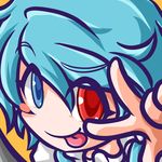  :p blue_eyes blue_hair dr.c heterochromia looking_at_viewer portrait red_eyes short_hair smile solo tatara_kogasa tongue tongue_out touhou v 