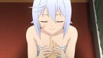  1boy 1girl anime_coloring bandeau blue_bandeau blue_shorts breasts chris_(konosuba) closed_eyes closed_mouth collarbone curtains diamond_earrings earrings frilled_bandeau frilled_shorts frills from_above game_asset grey_hair guiding_hand highres indoors jewelry kneeling kono_subarashii_sekai_ni_shukufuku_wo! kono_subarashii_sekai_ni_shukufuku_wo!_kono_yokubukai_game_ni_shinpan_o! non-web_source official_art pov scar scar_on_cheek scar_on_face self-datamine short_hair shorts side_ahoge sleepwear small_breasts smile solo_focus upper_body variant_set 