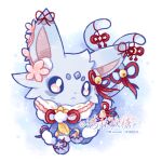  alternate_color alternate_shiny_pokemon animal_focus bell blue_capelet capelet cat chibi chibi_only chinese_commentary clothed_pokemon commentary_request commission espeon flower forked_tail full_body fur-trimmed_capelet fur_trim hair_bell hair_flower hair_ornament hair_ribbon jingle_bell kaede040529 no_humans original pink_eyes pink_flower pokemon pokemon_(creature) pokemon_focus red_ribbon ribbon solo tail tail_ornament tail_ribbon watermark 
