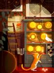  armillary_sphere astronomy bell_jar big_dipper bird cat commentary english_commentary flower glass_ceiling globe highres ivytea ladder milky_way night observatory original orrery pigeon planetarium plant rose saturn_(planet) solar_system star_(sky) tabby_cat telescope vines 