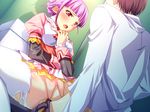  1girl agnes_ardbeg_augustus blush clothed_sex game_cg harem_party penis purple_hair pussy red_eyes sex uncensored 