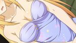  1girl anime_coloring arms_between_legs bare_shoulders blonde_hair blush breast_focus breasts cleavage close-up collarbone darkness_(konosuba) dress dutch_angle eyes_out_of_frame floral_print floral_print_dress game_asset hair_down head_out_of_frame highres indoors kono_subarashii_sekai_ni_shukufuku_wo! kono_subarashii_sekai_ni_shukufuku_wo!_kono_yokubukai_game_ni_shinpan_o! large_breasts layered_dress long_dress long_hair non-web_source official_art on_bed open_mouth own_hands_together print_dress purple_dress self-datamine sidelocks sitting solo strapless strapless_dress variant_set 