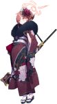  1girl arm_at_side aru_(blue_archive) aru_(new_year)_(blue_archive) black_gloves black_sandals blue_archive blush brown_horns closed_mouth doremi_(doremi4704) floral_print floral_print_kimono flower frilled_sleeves frills full_body fur-trimmed_kimono fur_collar fur_trim game_asset gloves gun gun_sling h&amp;k_psg1 hair_bun hair_flower hair_ornament halo highres holding horn_ornament horns japanese_clothes kimono lace lace_gloves large_variant_set long_sleeves looking_at_viewer obi official_art orange_halo pink_hair print_kimono red_flower red_kimono red_rose rifle rose sandals sash short_hair sidelocks simple_background sniper_rifle socks solo standing tabi tachi-e third-party_source transparent_background variant_set weapon white_socks wide-eyed wide_sleeves yellow_eyes 