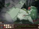  1girl artist_name breasts colored_skin colored_tips completely_nude dryad flower green_skin hair_flower hair_ornament hetero highres huge_breasts long_hair motion_blur multicolored_hair nipples nude open_mouth original pointy_ears psidubs red_eyes red_flower sex tail 