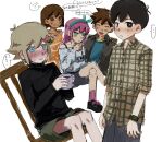  ... 1girl 4boys ? alternate_costume alternate_eye_color antenna_hair aubrey_(faraway)_(omori) aubrey_(omori) basil_(faraway)_(omori) basil_(omori) black_eyes black_hair black_shoes black_sweater blonde_hair blue_eyes blue_hairband blush brothers brown_eyes closed_mouth collared_shirt cup dark-skinned_male dark_skin double-parted_bangs flower green_shorts grey_eyes hair_between_eyes hair_flower hair_ornament hairband hero_(faraway)_(omori) hero_(omori) heterochromia highres holding holding_cup kel_(faraway)_(omori) kel_(omori) long_hair long_sleeves looking_at_another multiple_boys omori open_mouth parted_lips pink_hair pink_socks shirt shoes short_hair short_sleeves shorts siblings sidelocks simple_background sitting sketch smile sneakers socks speech_bubble spoilers spoken_ellipsis spoken_question_mark sunny_(omori) sweatdrop sweater tamponade thought_bubble translation_request white_background white_shirt 