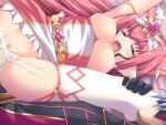  1boy 1girl 2000s_(style) amamiya_haruka_(primaveil_zwei) animal_ears armlet armpits black_gloves blue_eyes blue_hair blush breasts breasts_out censored clothed_sex cum cum_in_pussy cum_overflow dutch_angle faceless faceless_male game_asset gloves gold_trim hair_ornament hanataka_retomo hetero jewelry large_breasts leg_lift long_hair lying magical_girl mosaic_censoring nipples no_panties non-web_source official_art on_back open_mouth orgasm penis pink_hair pointy_ears prima_veil_flare purple_eyes pussy pussy_juice red_hair self-datamine sex solo_focus spread_legs suisei_tenshi_primaveil_zwei sweat thighhighs tiara tongue vaginal variant_set visual_novel_cg 