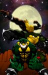  akmetoons amphibian anthro battletoads biceps eyewear flexing full_moon male moon muscles night outside pecs pimple pimple_(battletoads) rash rash_(battletoads) sunglasses toad video_games zitz zitz_(battletoads) 